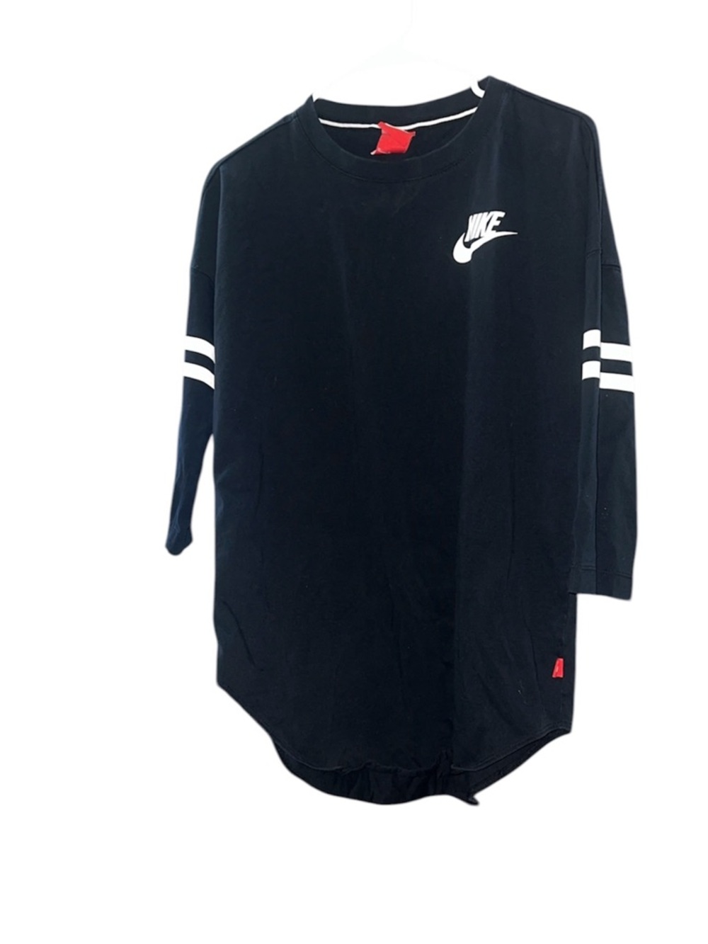 Nike Black Tee with White Swoosh and Collar Trim